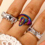 Punk Ring Set for Women - 3-Piece Detachable Ring Set