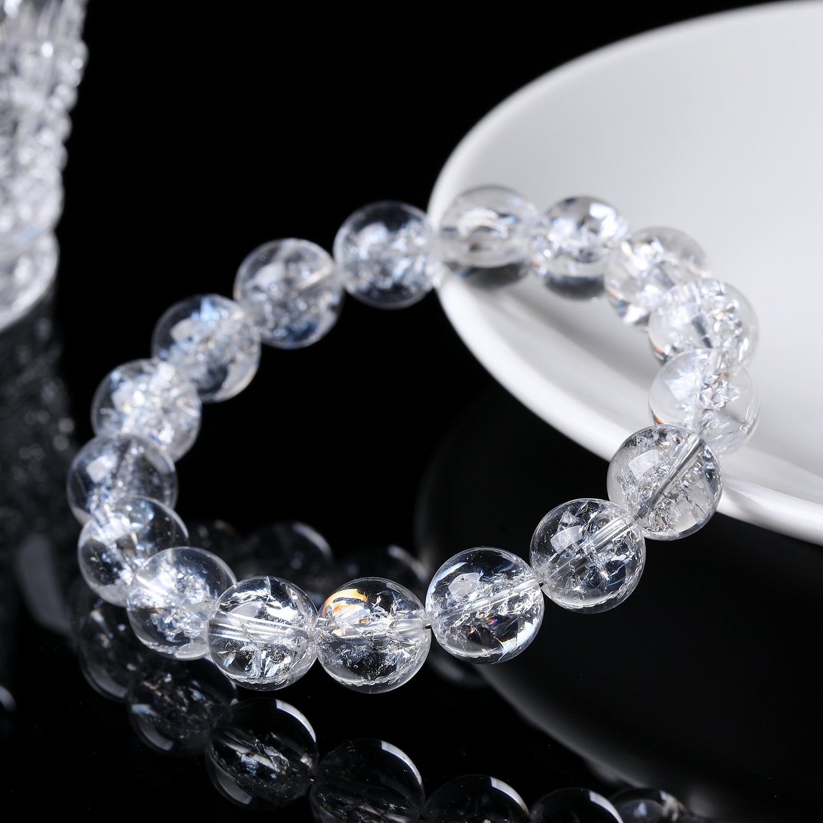 Himalayan White Crystal Bead Bracelet for Mindfulness & Style
