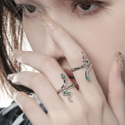 Minimalist Snake Ring with Green Zircon