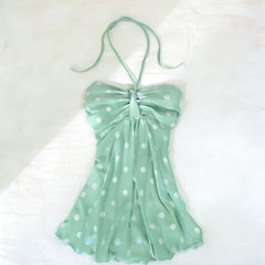 Mint Green Polka Dot Halter Vest