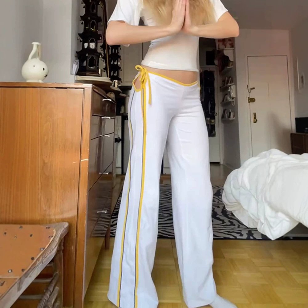 Casual Wide Leg Sweatpants with Side Cutout