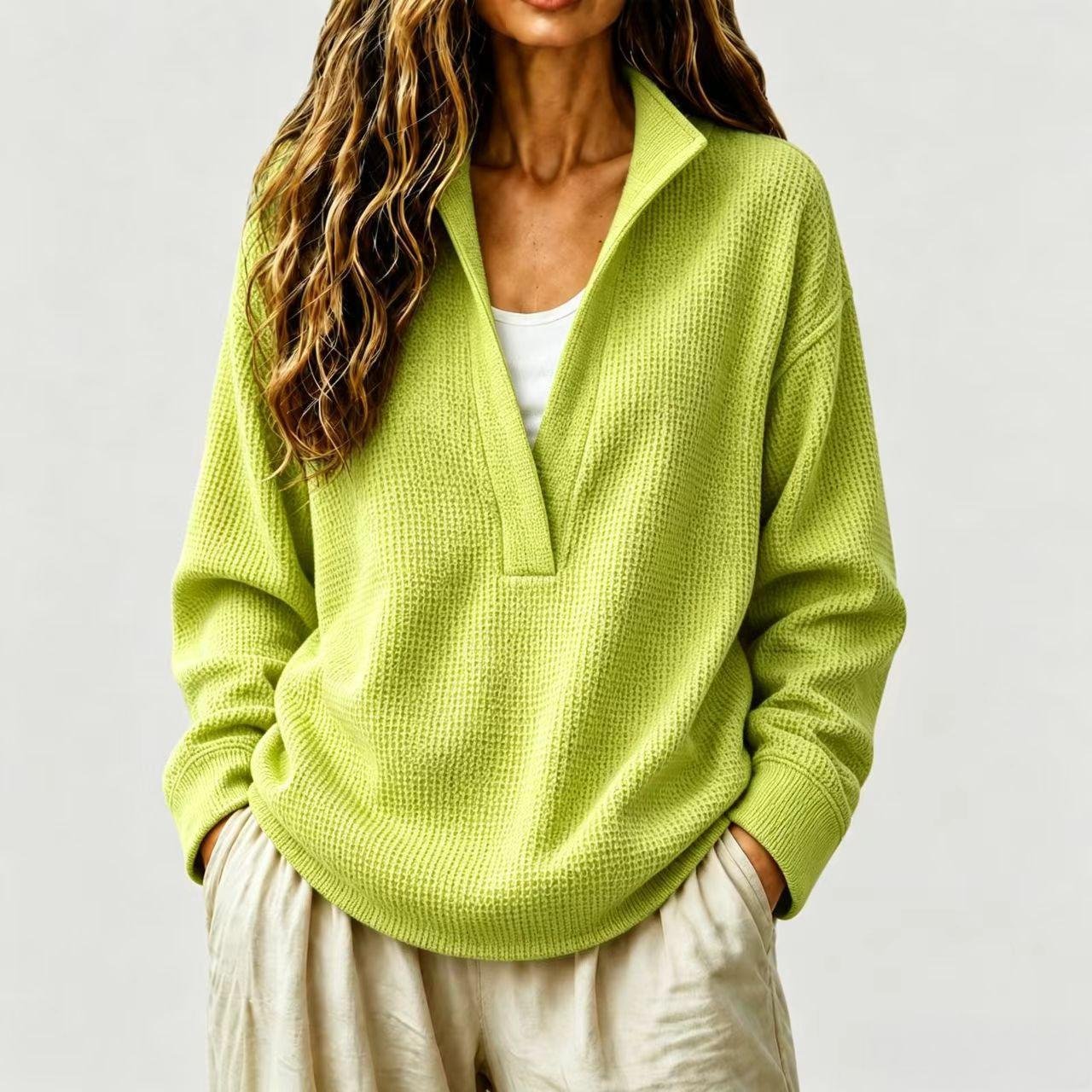 Comfortable Women's Solid-Color Long Sleeve Top