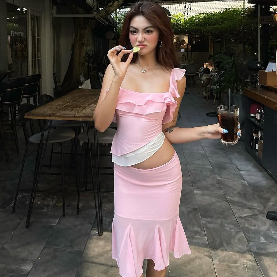 Trendy Asymmetrical Skirt Set for Women