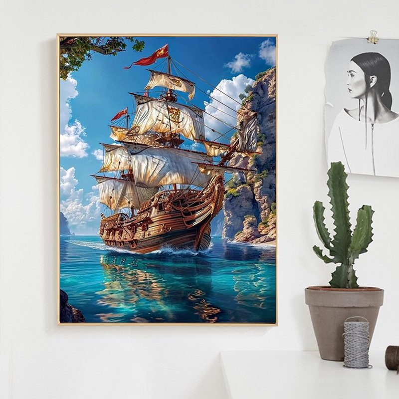 European Sailboat Wall Art for Living Room