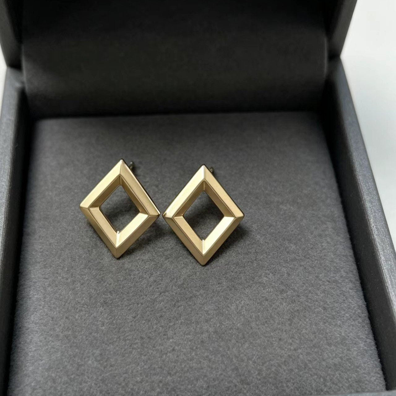 Gold Geometric Rhombus Earrings for Women