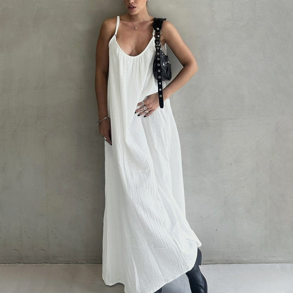 Loose-fit Textured Strap Summer Dress for Women