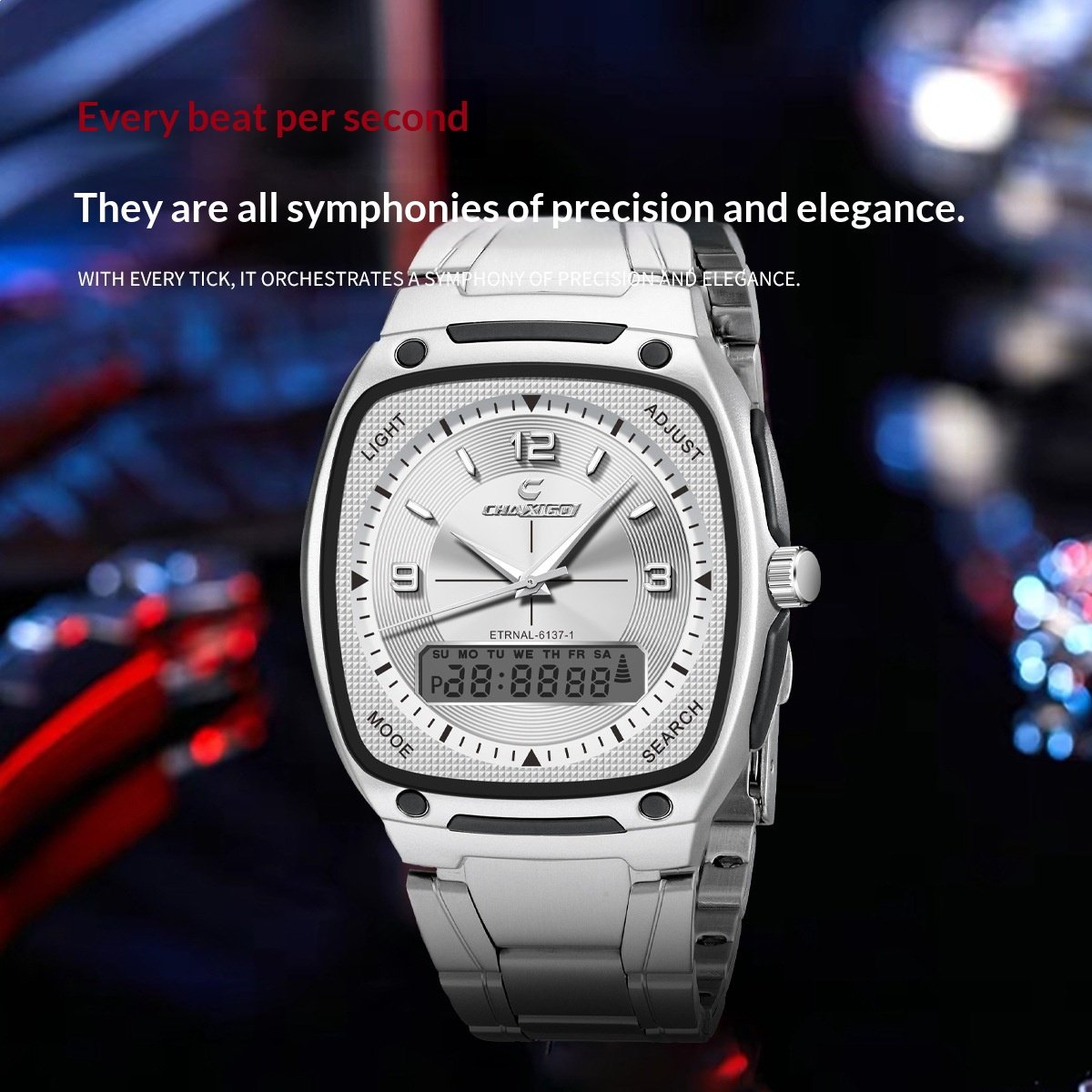Stylish Business Watch with Steel Bracelet