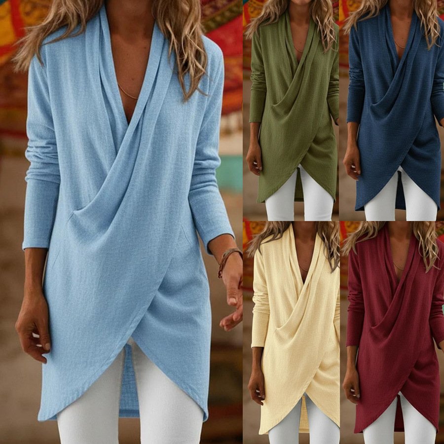 Elegant Long-sleeve Midi Blouse for Women