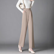 Navy Blue & Khaki Wide-leg Stretchy Commuter Pants for Women