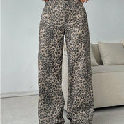 Leopard Print Wide Leg Pants for Women - Relaxed Fit Street Fashion