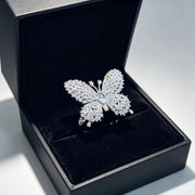 Adjustable Butterfly Ring for Women - Elegant Silver Finish
