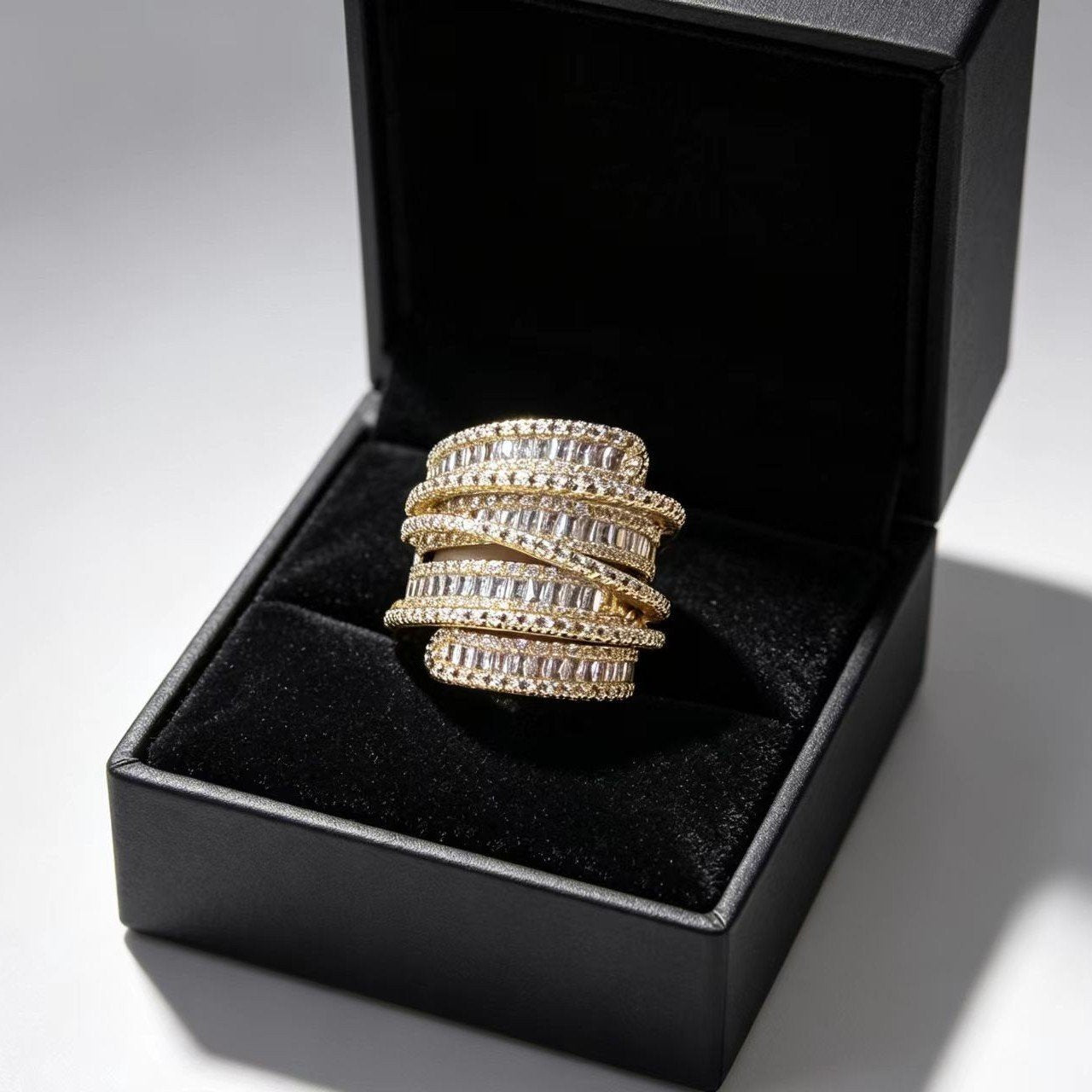 Gold Geometric Adjustable Ring for Women