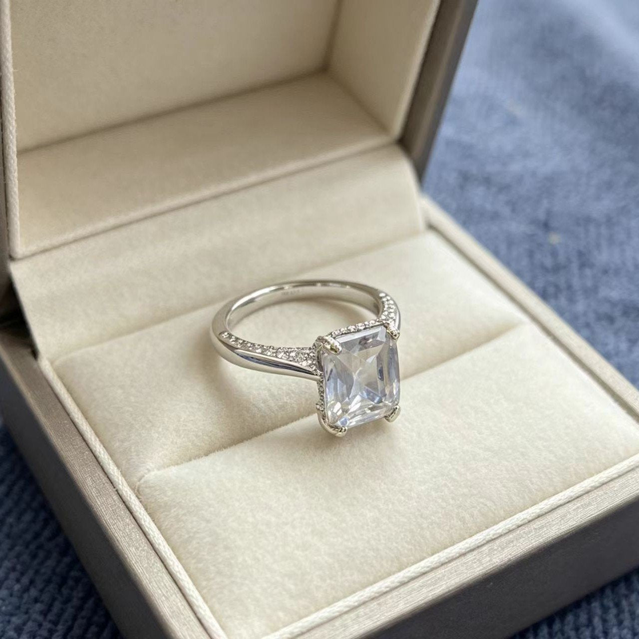 Silver Square-cut Ring for Women - Fashionable Design