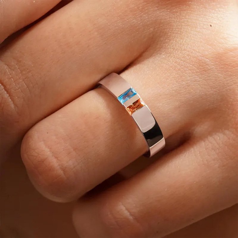 Geometric Copper Zircon Ring