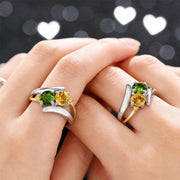 Unique Birthstone Ring, Personalized Two-Color Engraved Copper Design
