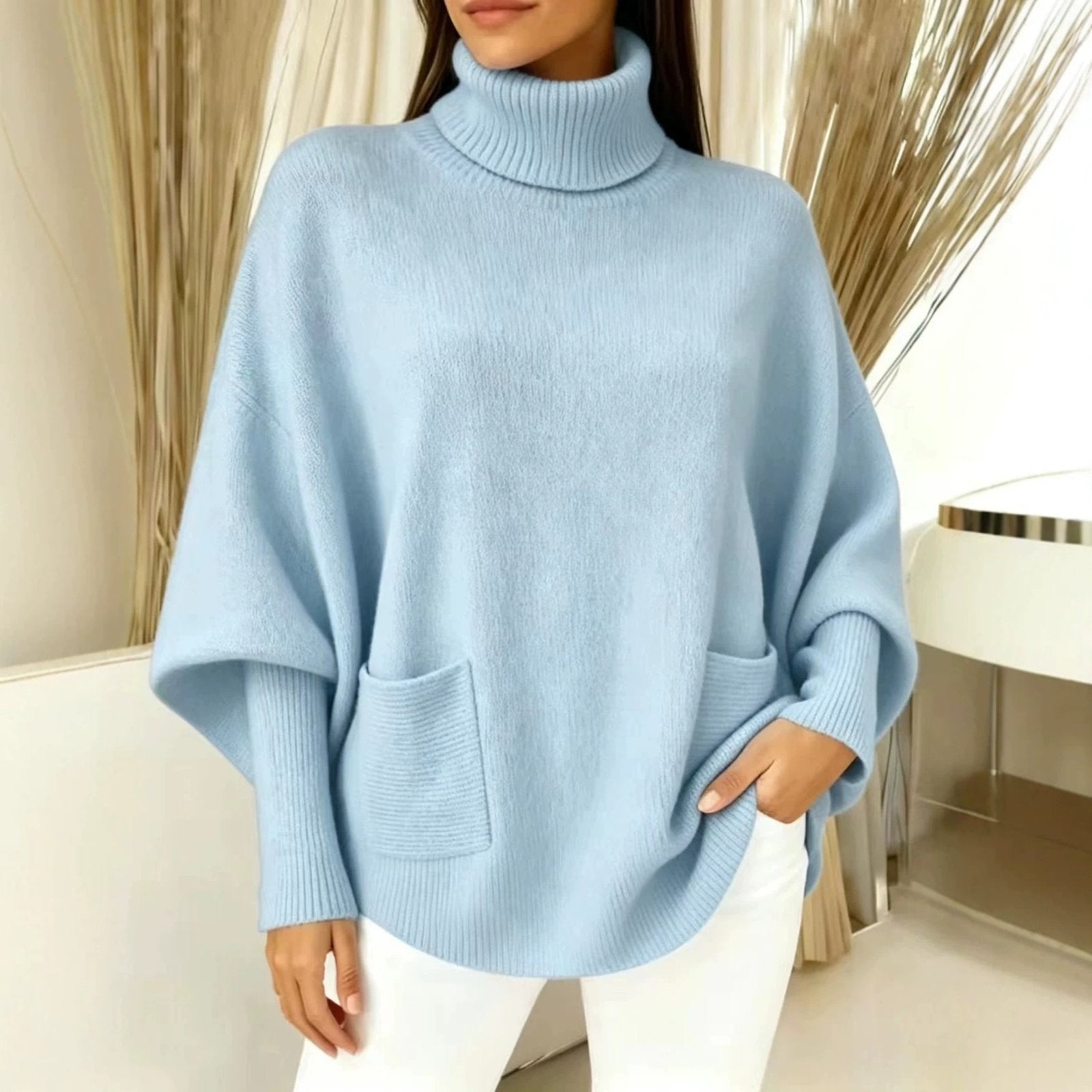 Women's Long-Sleeve Turtleneck Sweater - Soft & Stylish
