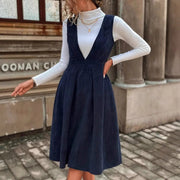 Womens Elegant Mid-length Corduroy Dress