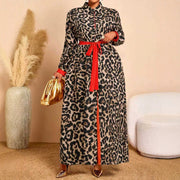 Arrival Elegant Leopard-print Patchwork Midi Dress