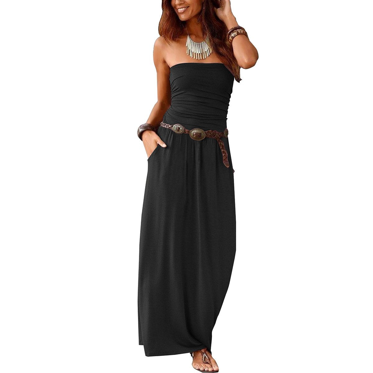 Sleeveless Off Shoulder Long Dress
