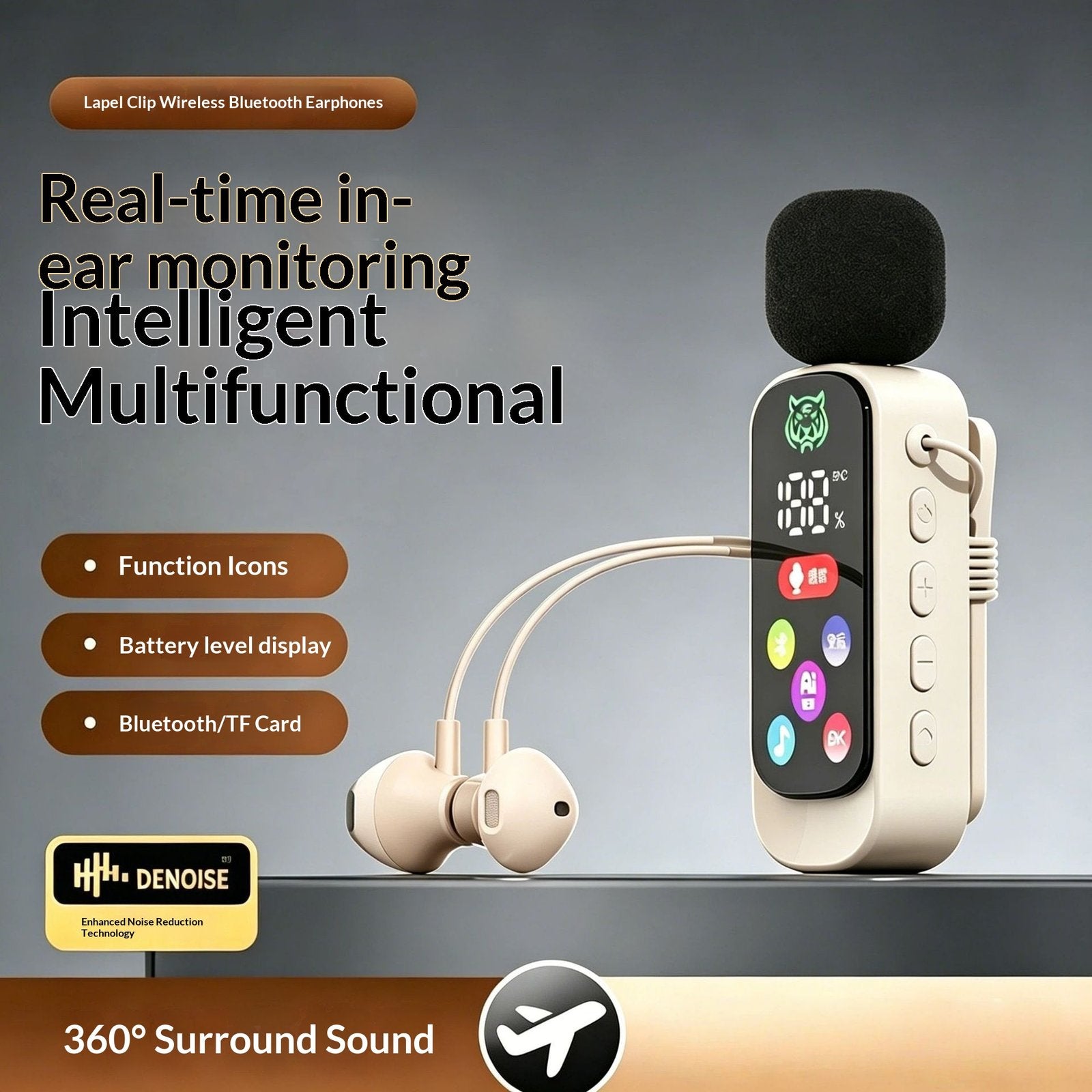 Wireless Noise-Canceling Headphones with Color Screen