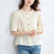 Elegant Lace-Trimmed Blouse for Women