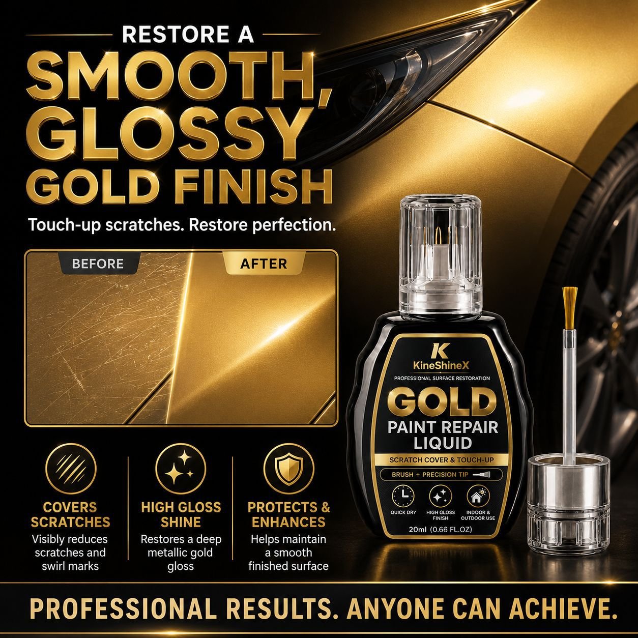 Dual-Head Brush Lacquer Pen for Precise Gold Repair