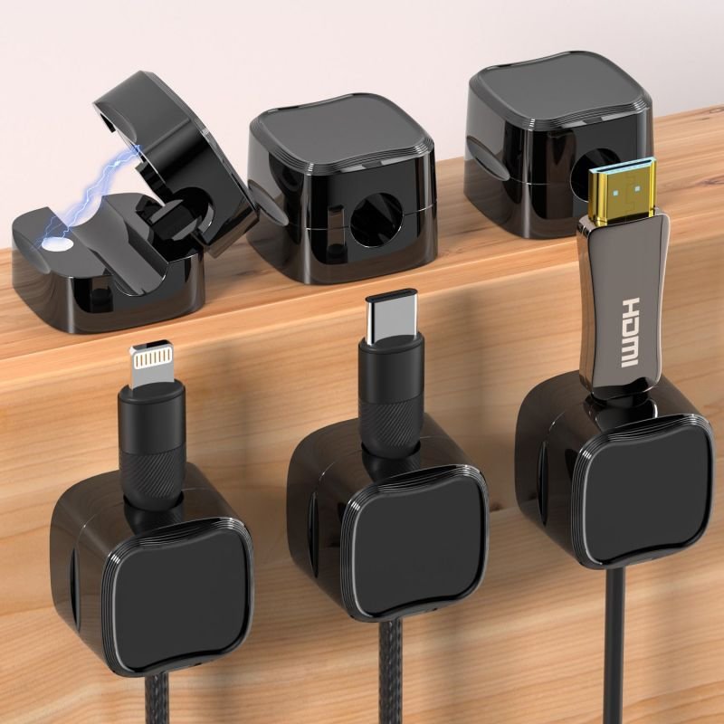 Tidy Desk Cable Organizer with Buckle & Plug