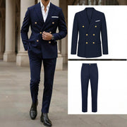 Complete Slim Fit Navy Blue Suit Set for Men