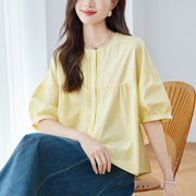 Loose-Fit Short-Sleeve Blouse for Women