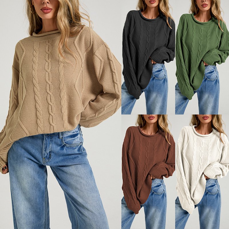 Women's Loose-Fit Crew-Neck Knit Sweater