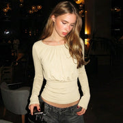 Sexy Waist-cinching Long-sleeve Top with Back Tie