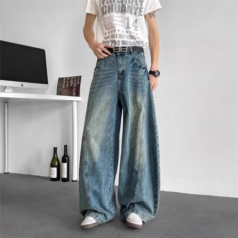 Distressed Denim Flare Jeans for Men