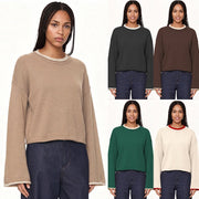 Loose-Fit Color-Block Pullover Sweater for Women