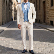 Business Suit Ensemble for Men - Apricot Waistcoat and Pants Set