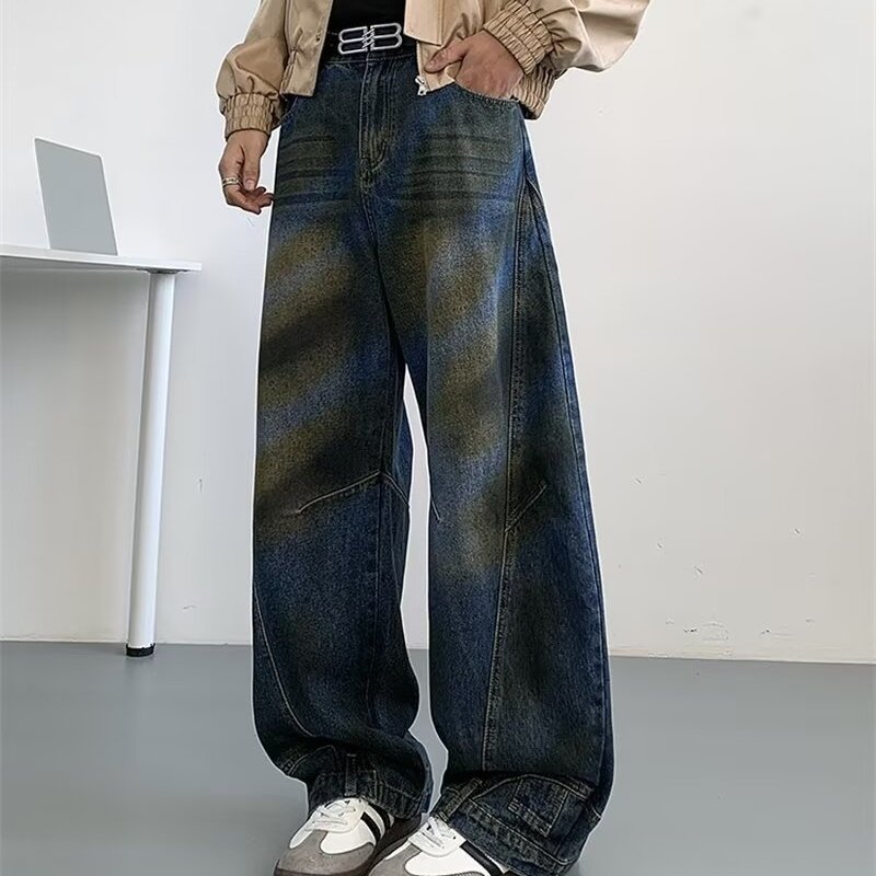 Edgy Cool Men's Denim Straight-Leg Jeans