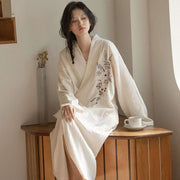 Soft Cotton Long Sleeve Sleep Robe for Women