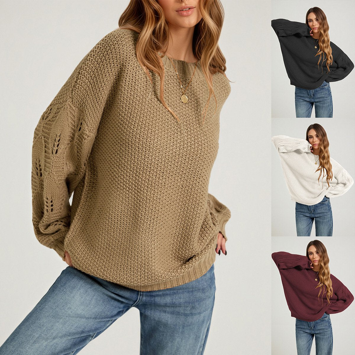 Cozy Solid Color Pullover Sweater for Women