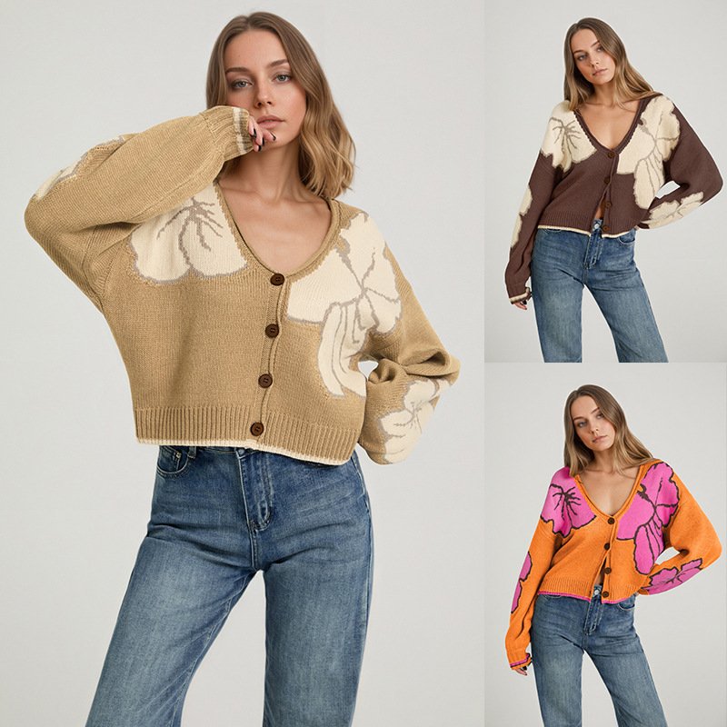 Women's Color-block Knitted Cardigan Top