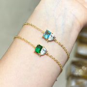 Emerald Zircon Women's Geometric Copper Bracelet