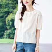 Women's Loose Fit Floral Cotton Pullover Top