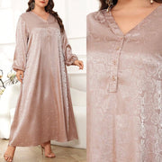 New V-neck Jacquard Satin Dress