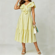 Summer New Arrival Elegant V-neck Ruffle Dress