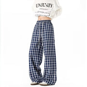 Women's Summer Plaid Loose Straight-Leg Casual Pants