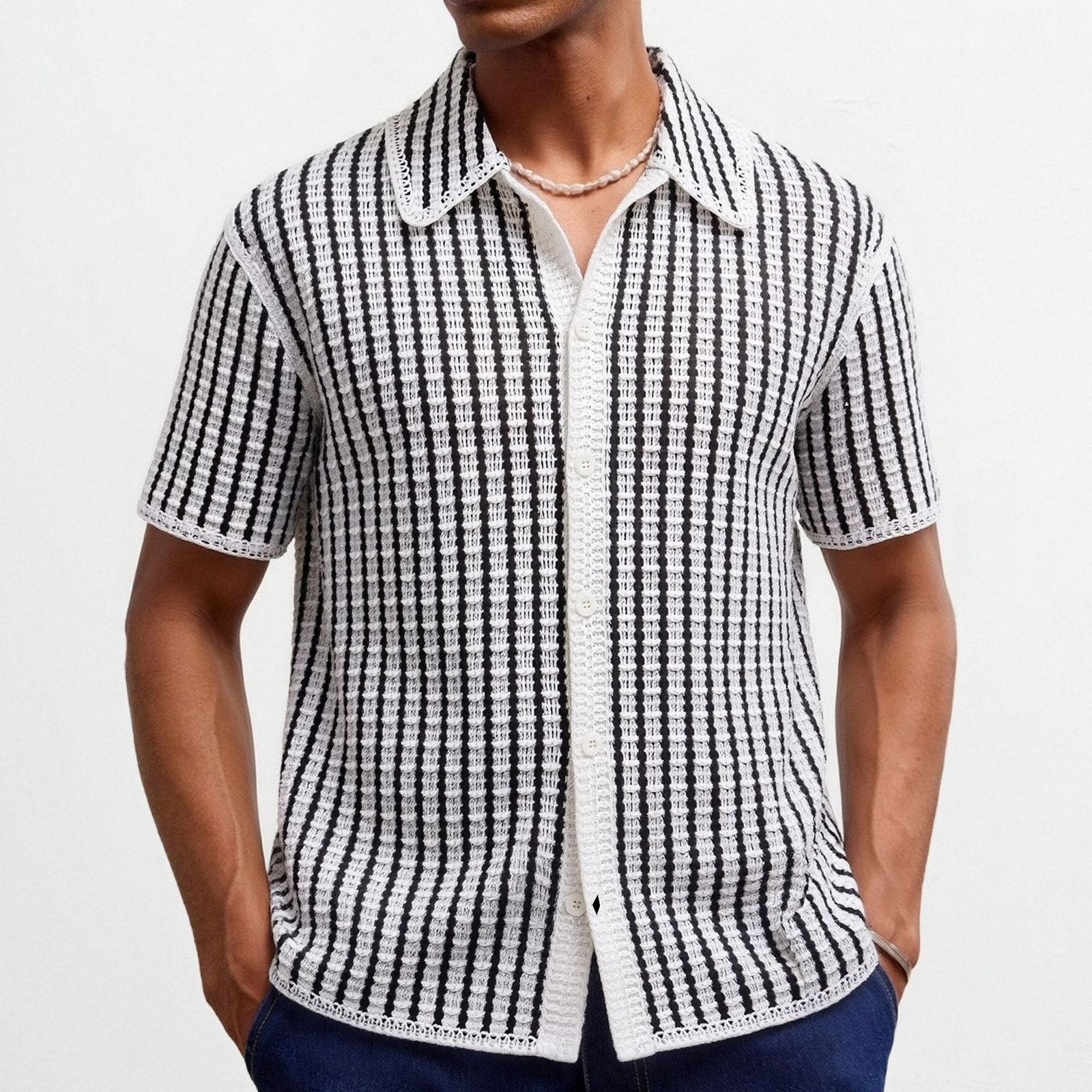 Warm Striped Knit Sweater for Men