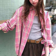 Relaxed Fit Plaid Blouse