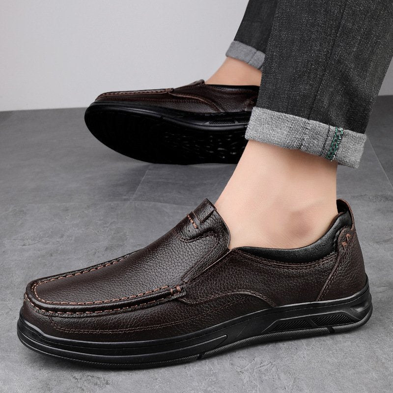 Casual Men's Leather Shoes - Breathable & Slip-Resistant