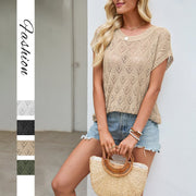 Relaxed Fit Knitted Hollow-Out Top for Women