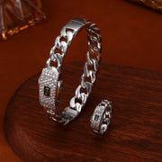 Gold Cuban-Link Hip-Hop Jewelry Set