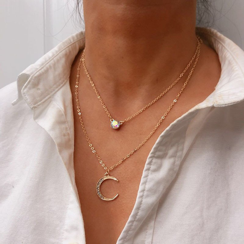 Layered Moon Necklace for Women