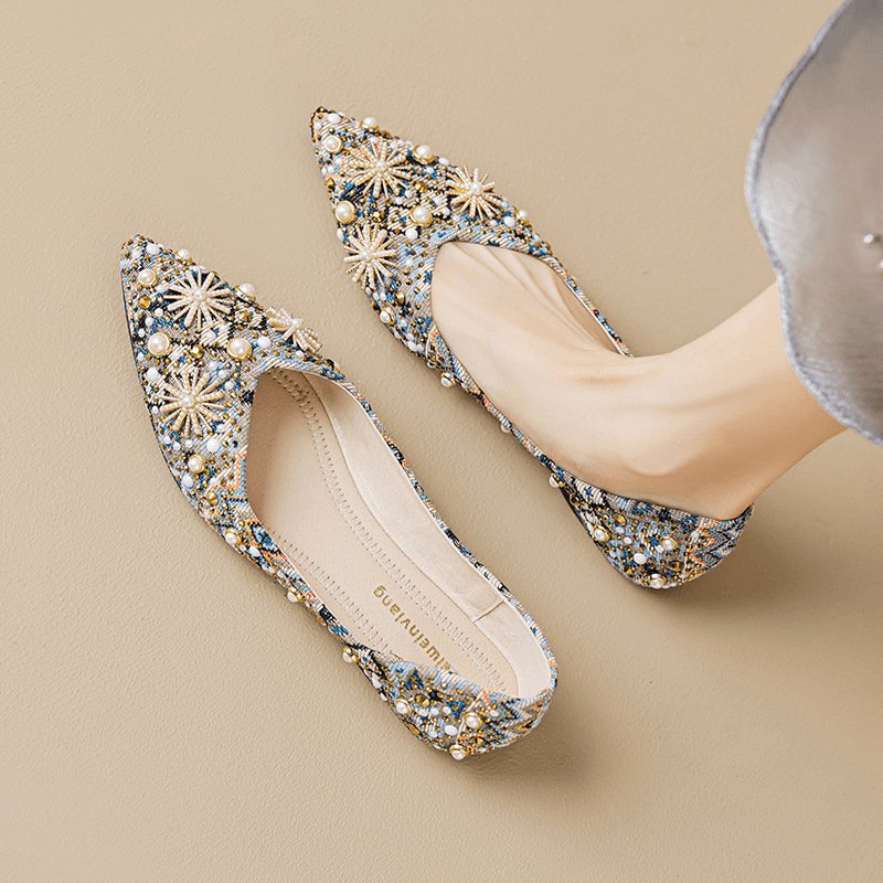 Rhinestone Pointed Flat Shoes for Women